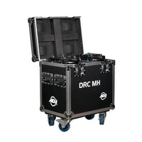 Angled front view of ADJ DRC MH Flight Case with open lid on white background