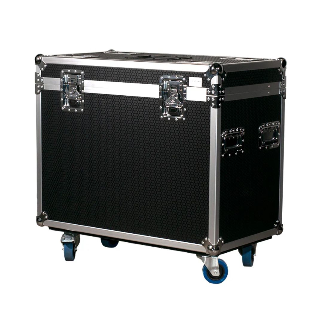 Angled front view of ADJ DRC MHX Road Case on white background
