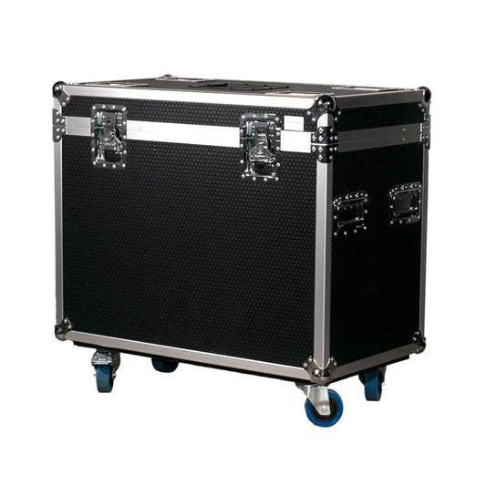 Angled front view of ADJ DRC MHX Road Case on white background