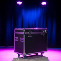 Angled front view of ADJ DRC MHX Road Case on stage in venue