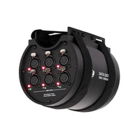 Angled front view of ADJ Data Distro 6 DMX and RDM Data Splitter on white background