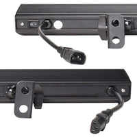 Close up view of ADJ ECO UV Bar Plus IR ports on white background