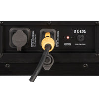 Close up view of ADJ ELE738 ElectraPix Par 7 Pak Case Charging Ports with Cable Attached on white background