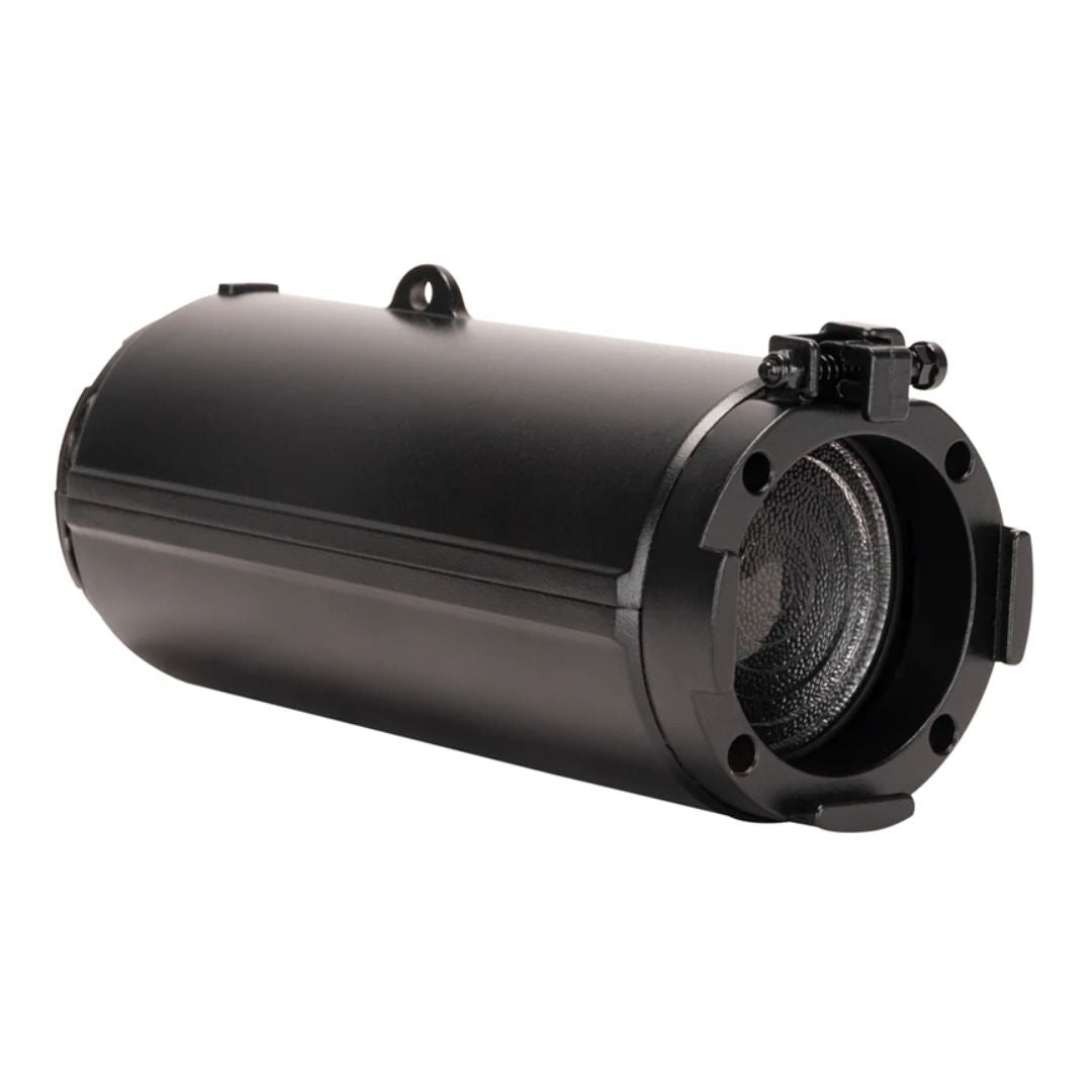 Angled front view of ADJ EP LENS MINI FZ on white background