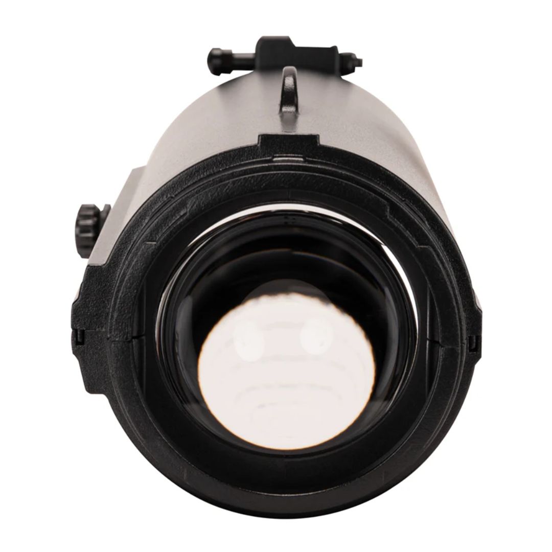 Rear view of ADJ EP LENS MINI FZ on white background