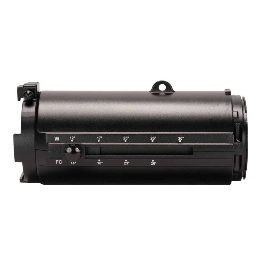 Side view of ADJ EP LENS MINI FZ on white background