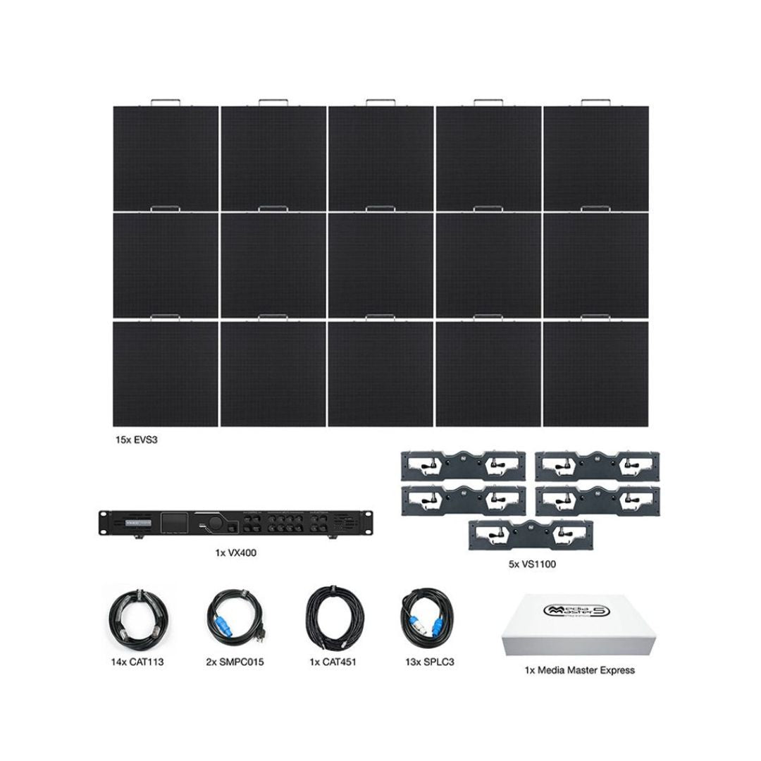 Inclusions of ADJ EVS3 LED Video Panel 15 Panels on white background