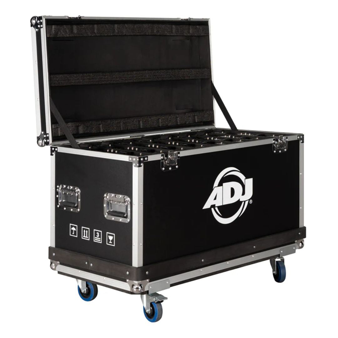Angled front view of ADJ EVSF45FC Flight Case with open lid on white background
