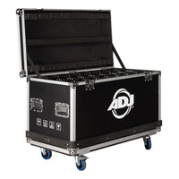 Angled front view of ADJ EVSF45FC Flight Case with open lid on white background