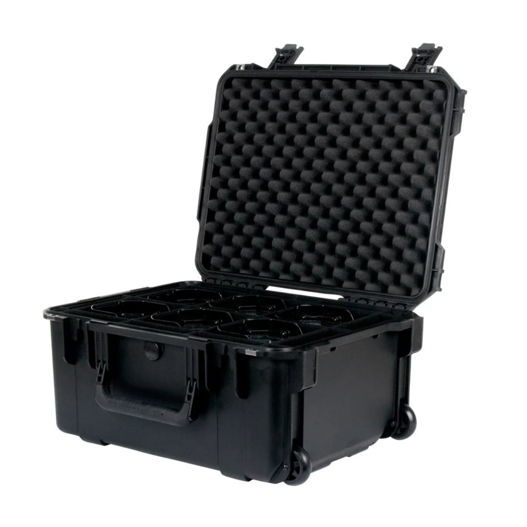 Angled view of ADJ Element PC6 Road Case open lid on white background