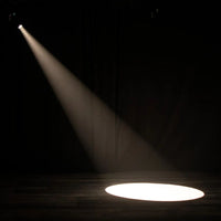 Hanging ADJ Encore Profile Mini WW beaming spotlight downward in dim venue