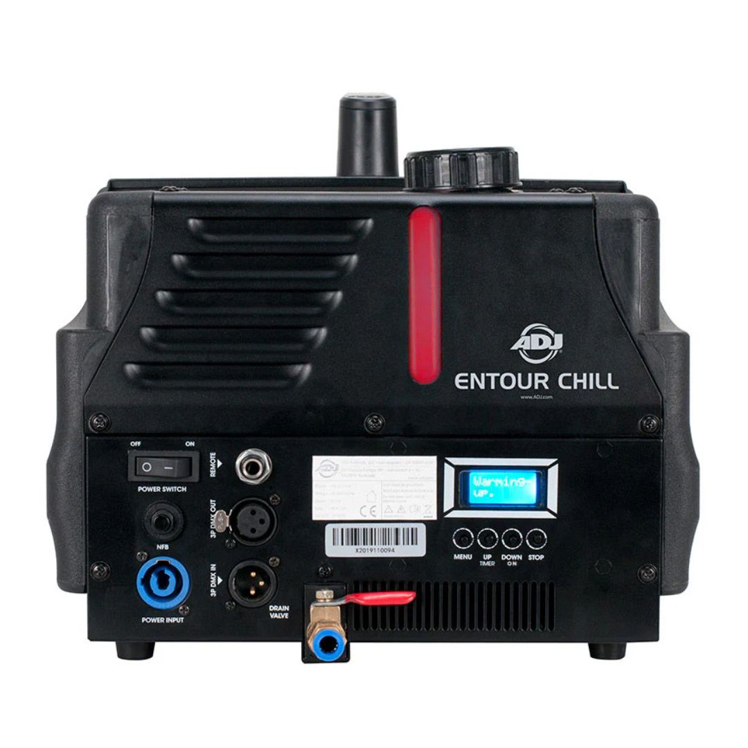 Rear ports view of ADJ Entour Chill Fog Machine on white background
