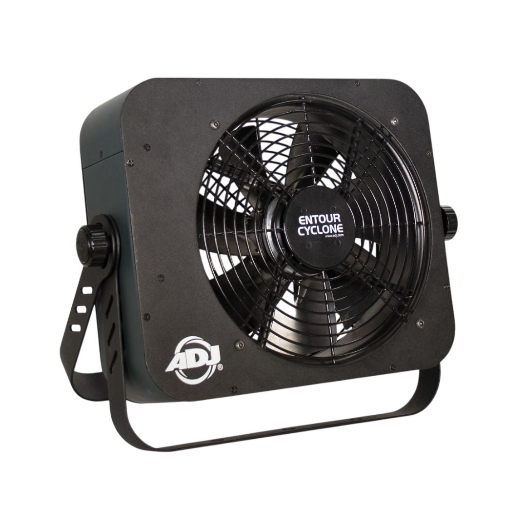 Angled front view of ADJ Entour Cyclone Stage Fan on white background