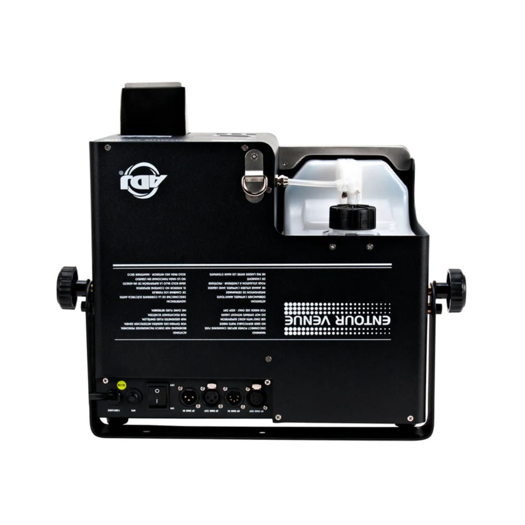 Rear ports view of ADJ Entour Venue Faze Machine on white background