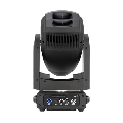 Rear view of ADJ FOC302 Focus Hybrid 200W LED Moving Head on white background