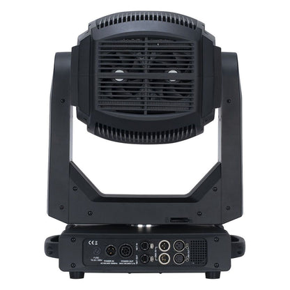 Rear view of ADJ FOC858 Focus Profile 400W LED Moving Head on white background