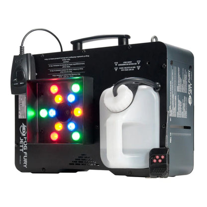 Angled front view of ADJ Fog Fury Jett Vertical Fog Machine on white background