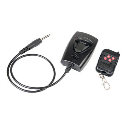 Included wireless remote with ADJ Fog Fury Jett Vertical Fog Machine on white background