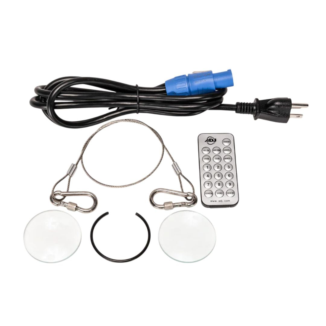 Inclusions of ADJ H2O Two Lighting Fixture on white background