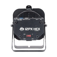 Rear view of ADJ HEX410 12PX HEX RGBAW+UV LED Par on white background