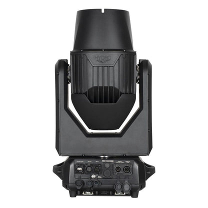 Rear view of ADJ HYD120 Hydro Beam X12 Professional IP65 Moving Head with open ports on white background