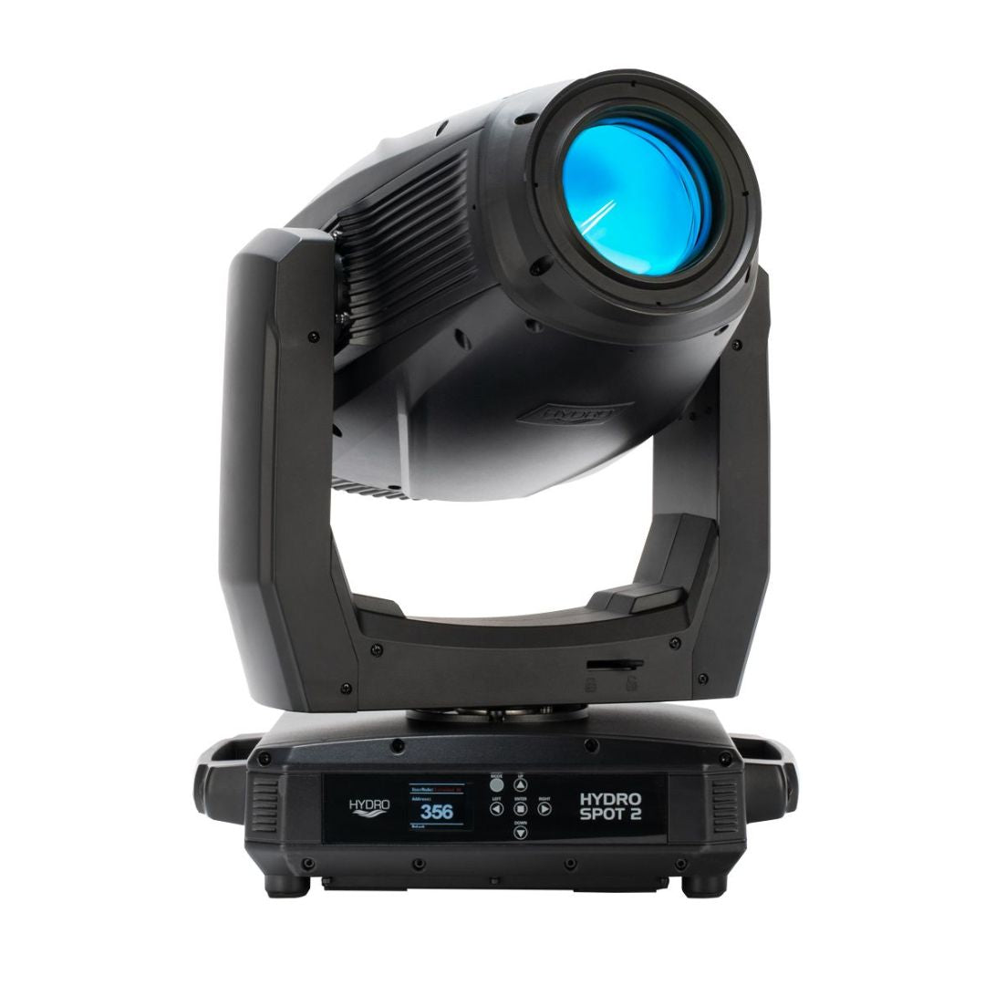 Front view of ADJ HYD320 Hydro Spot 2 IP65-Rated LED Moving Head on white background