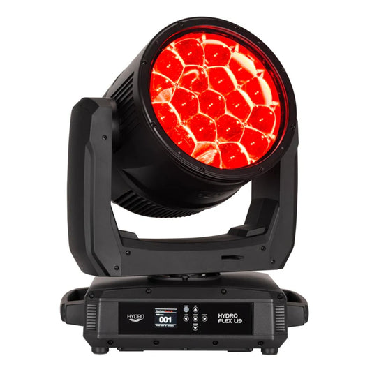 Front view of ADJ HYD346 Hydro Flex L19 LED Moving Head Wash Light on white background