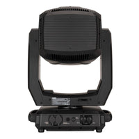 Rear view of ADJ HYD869 Hydro Hybrid IP65-Rated LED Moving Head with ports closed on white background