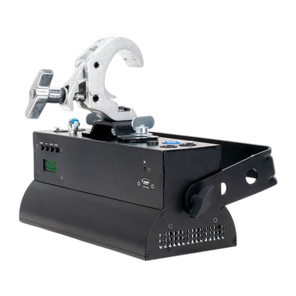 Side view of ADJ JOL300 Jolt 300 LED Blinder and Strobe with mounting clamp on white background