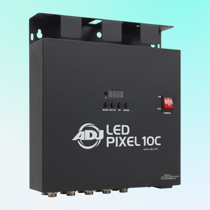 Angled front view of ADJ LED Pixel 10C 10-Channel Controller on blue background