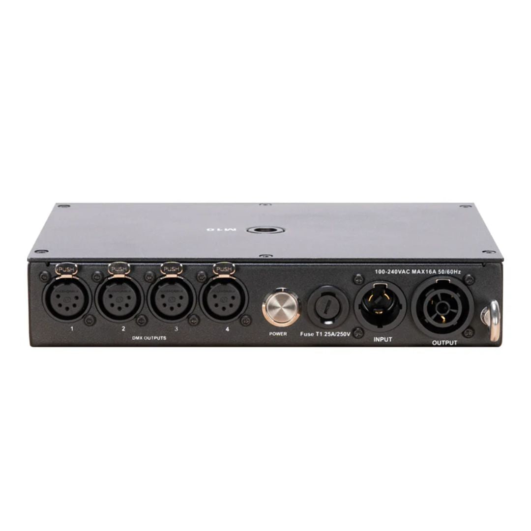 Rear view of ADJ NET 4 4-Port DMX Over Ethernet Node on white background