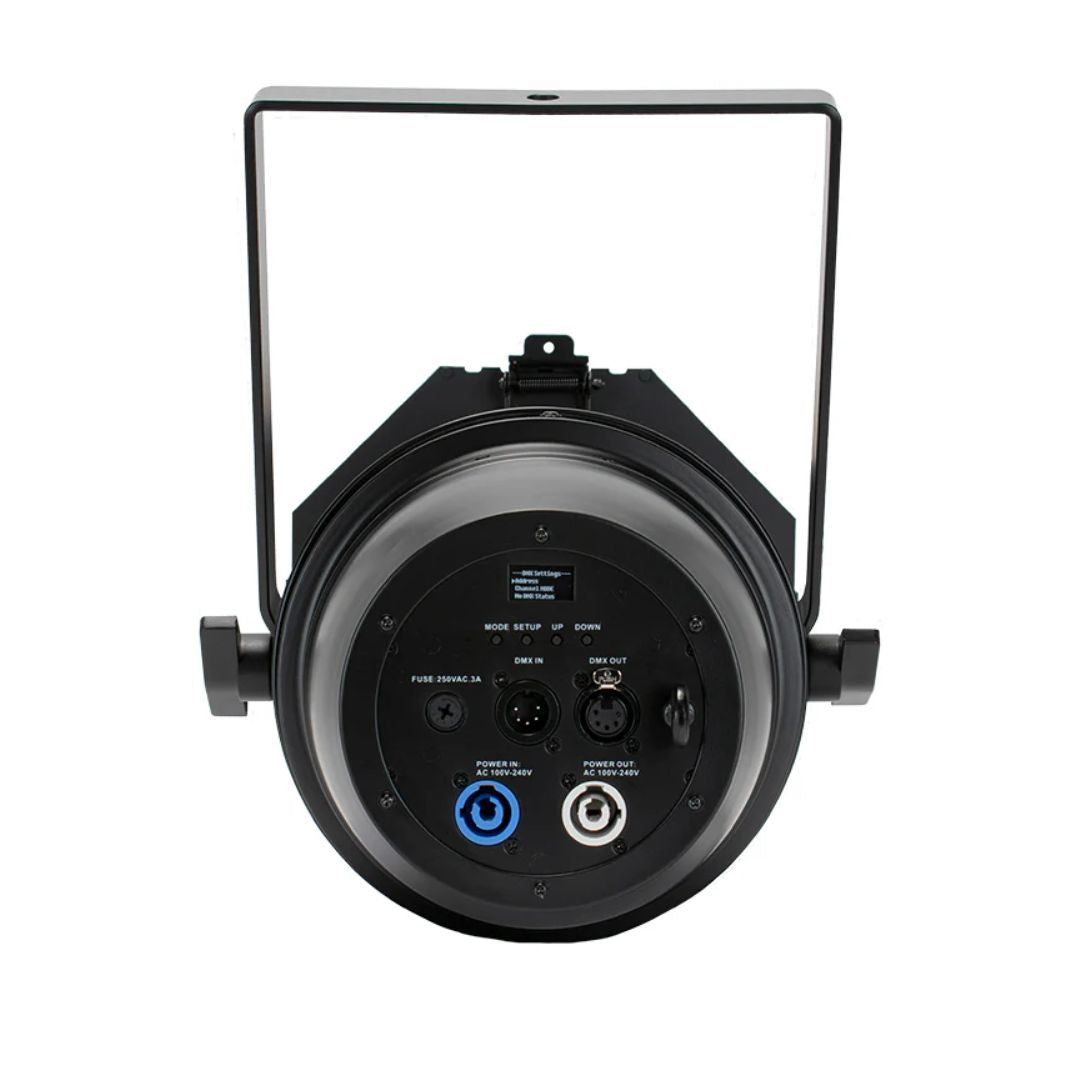 Rear ports view of ADJ Par Z150 RGBA LED PAR Can on white background