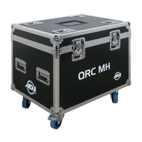 Angled front view of ADJ QRC MH Flight Case with closed lid on white background