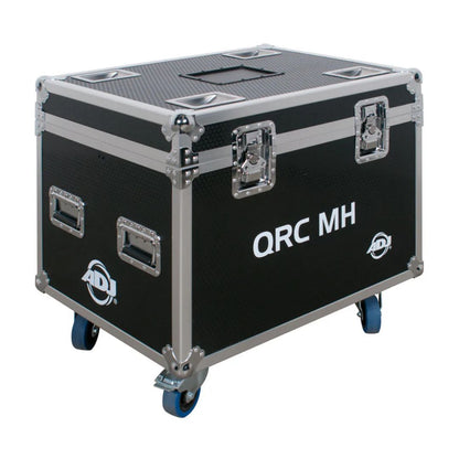 Angled front view of ADJ QRC MH Flight Case with closed lid on white background