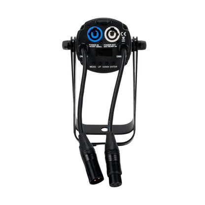 Rear ports and cables view of ADJ Saber Spot DTW LED Spotlight on white background