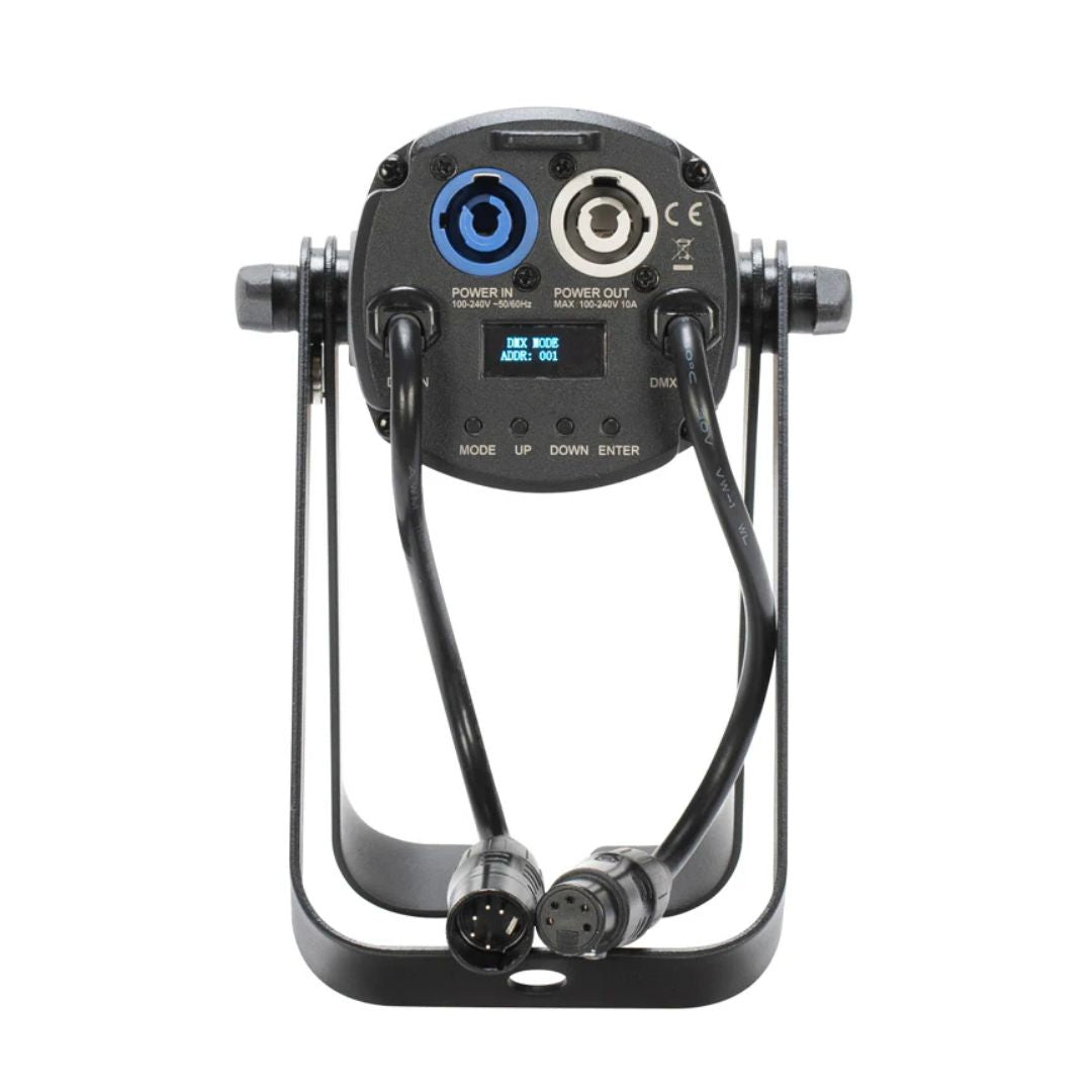 Rear view of ADJ Saber Spot RGBL LED Pinspot on white background