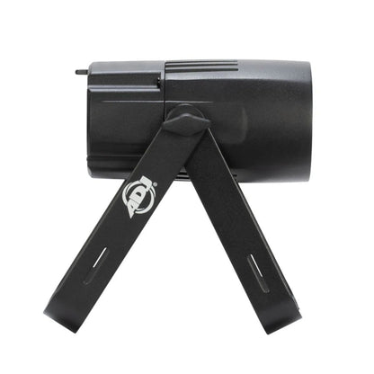 Side view of ADJ Saber Spot RGBL LED Pinspot on white background