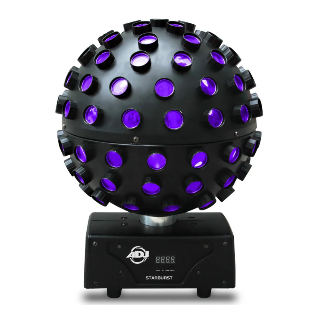 Front view of ADJ Starburst 6-Color LED Sphere on white background