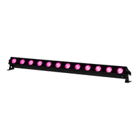 Front view of ADJ UBL120 LED Bar with purple lights on white background