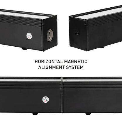 Close up view of ADJ UBL120 LED Bar magnetic alignment system on white background