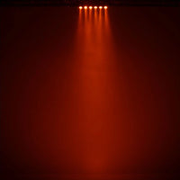Hanging ADJ UBL6H LED Bar beaming orange light downward in venue