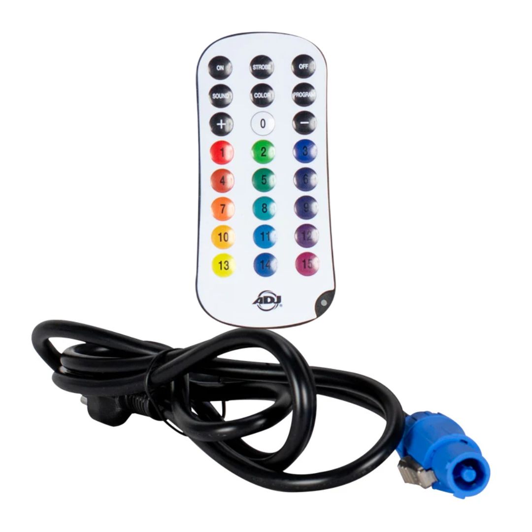 Included remote and cable with ADJ UBL6H LED Bar on white background