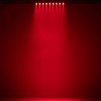 Hanging ADJ UBL9H LED Bar beaming red light downward in dim venue