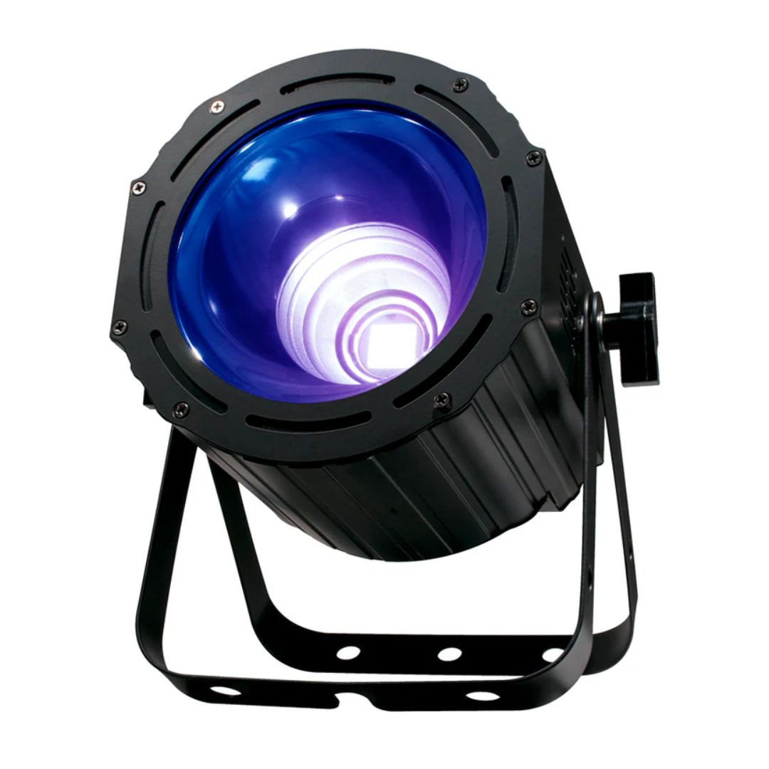 Front view of ADJ UVC350 UV COB Cannon LED Ultraviolet Wash Light Fixture on white background