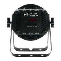 Rear view of ADJ UVC350 UV COB Cannon LED Ultraviolet Wash Light Fixture on white background