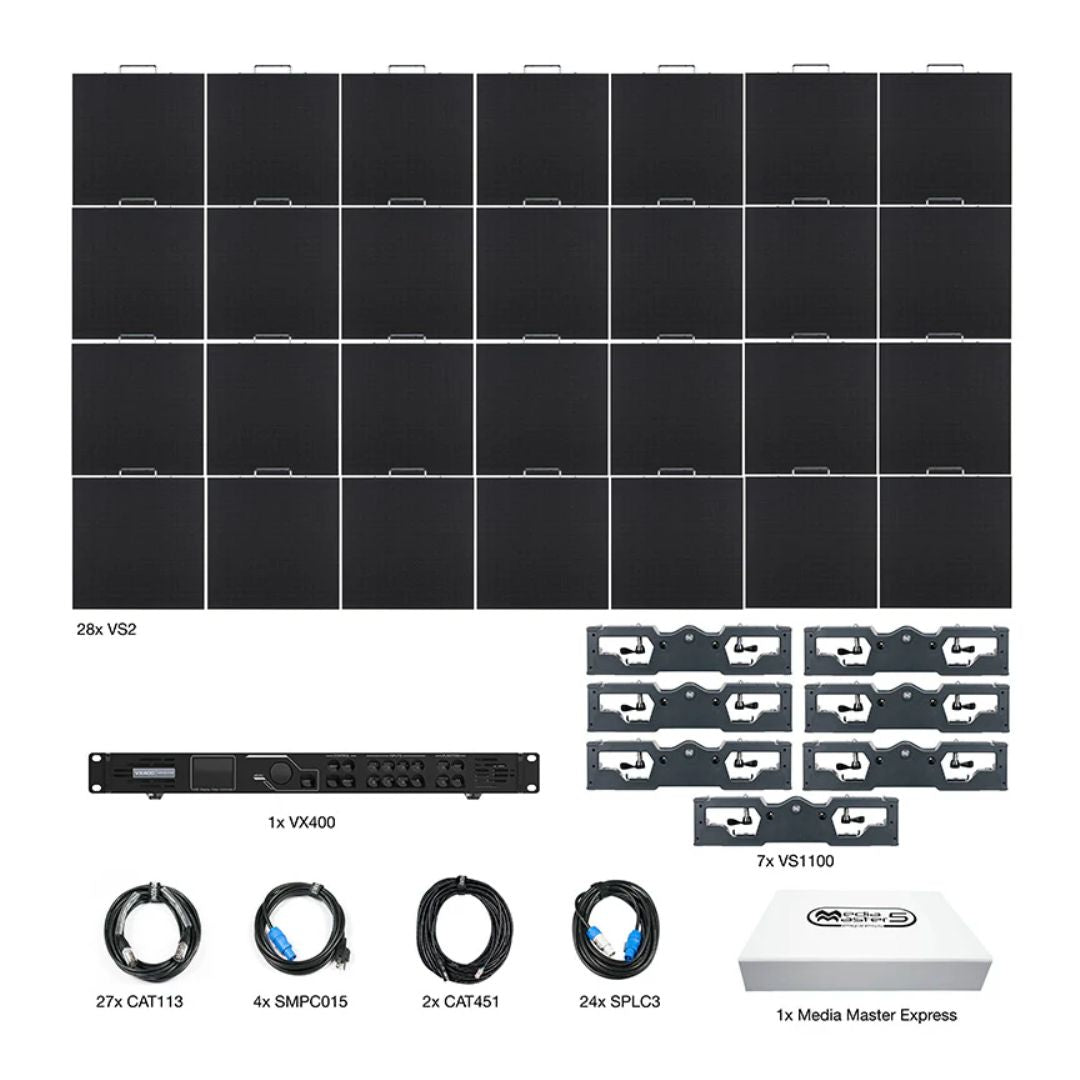 Inclusions of ADJ VS2 7X4 Video System on white background