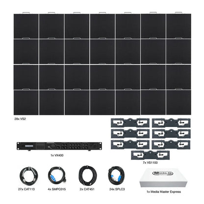 Inclusions of ADJ VS2 7X4 Video System on white background