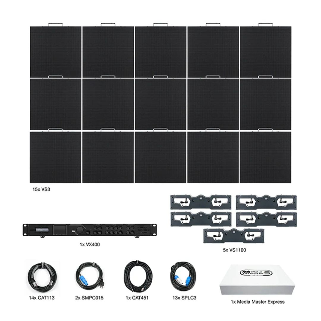Inclusions of ADJ VS3 5X3 Video System on white background