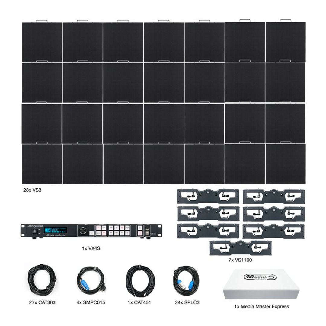 Inclusions of ADJ VS3 7X4 Video System on white background