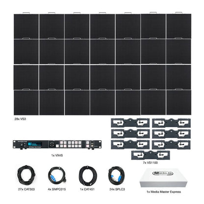 Inclusions of ADJ VS3 7X4 Video System on white background